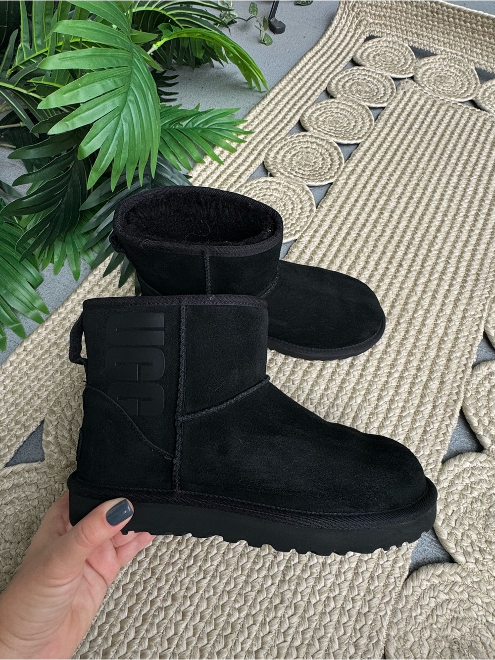 UGG Classic Ultra Mini Black Boots Size US 7 / EU 38